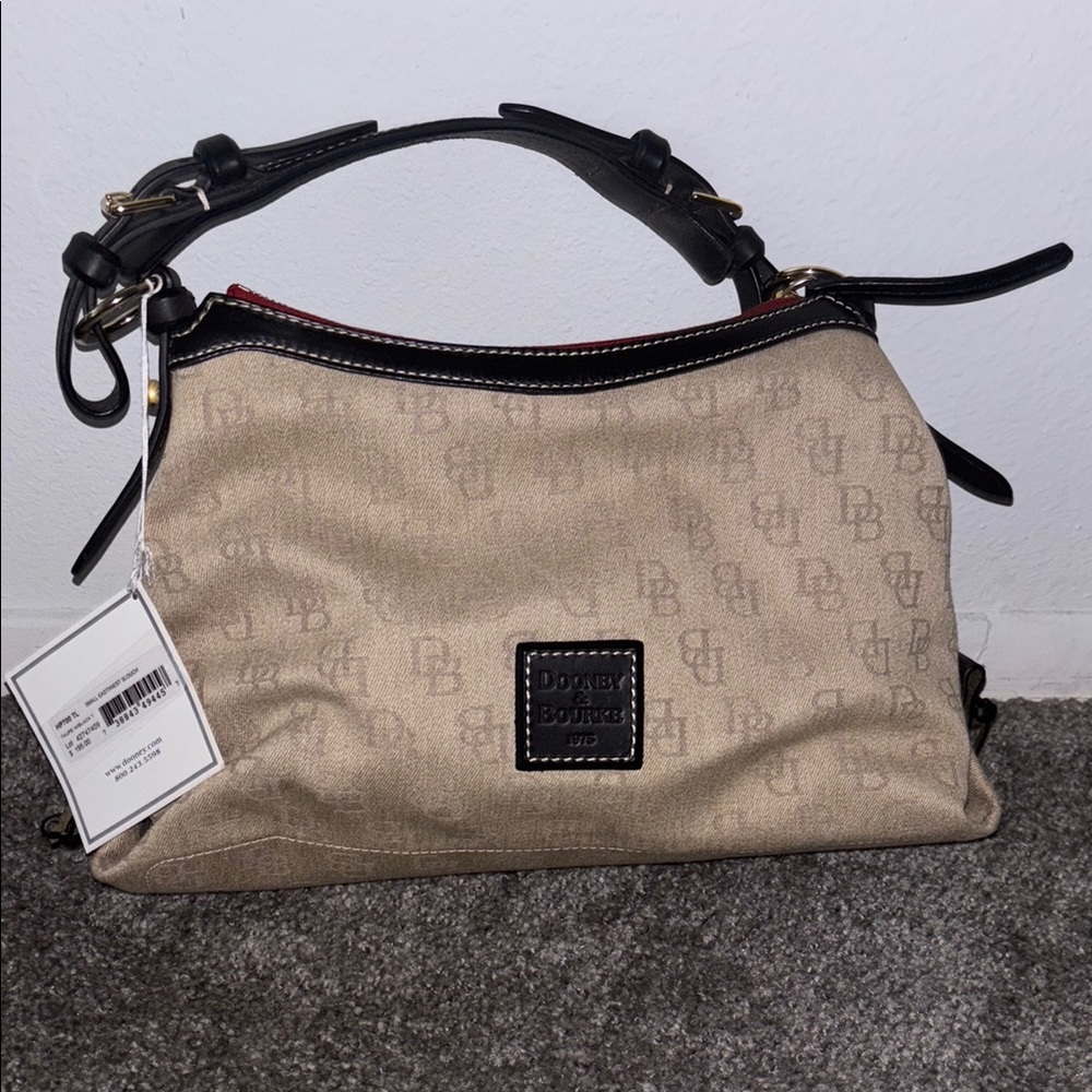 Dooney & Bourke Tan and Black Shoulder Bag with Signature Style